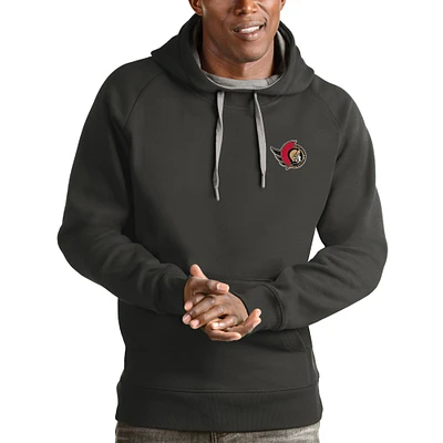 Men's Antigua Charcoal Ottawa Senators Victory Pullover Hoodie