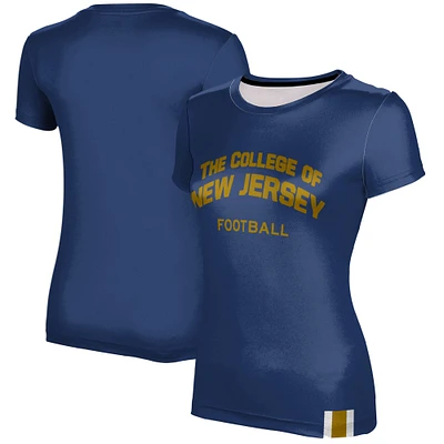 Women's Blue College of New Jersey Lions Football T-Shirt