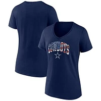 Women's Navy Dallas Cowboys Banner Wave Iconic V-Neck T-Shirt