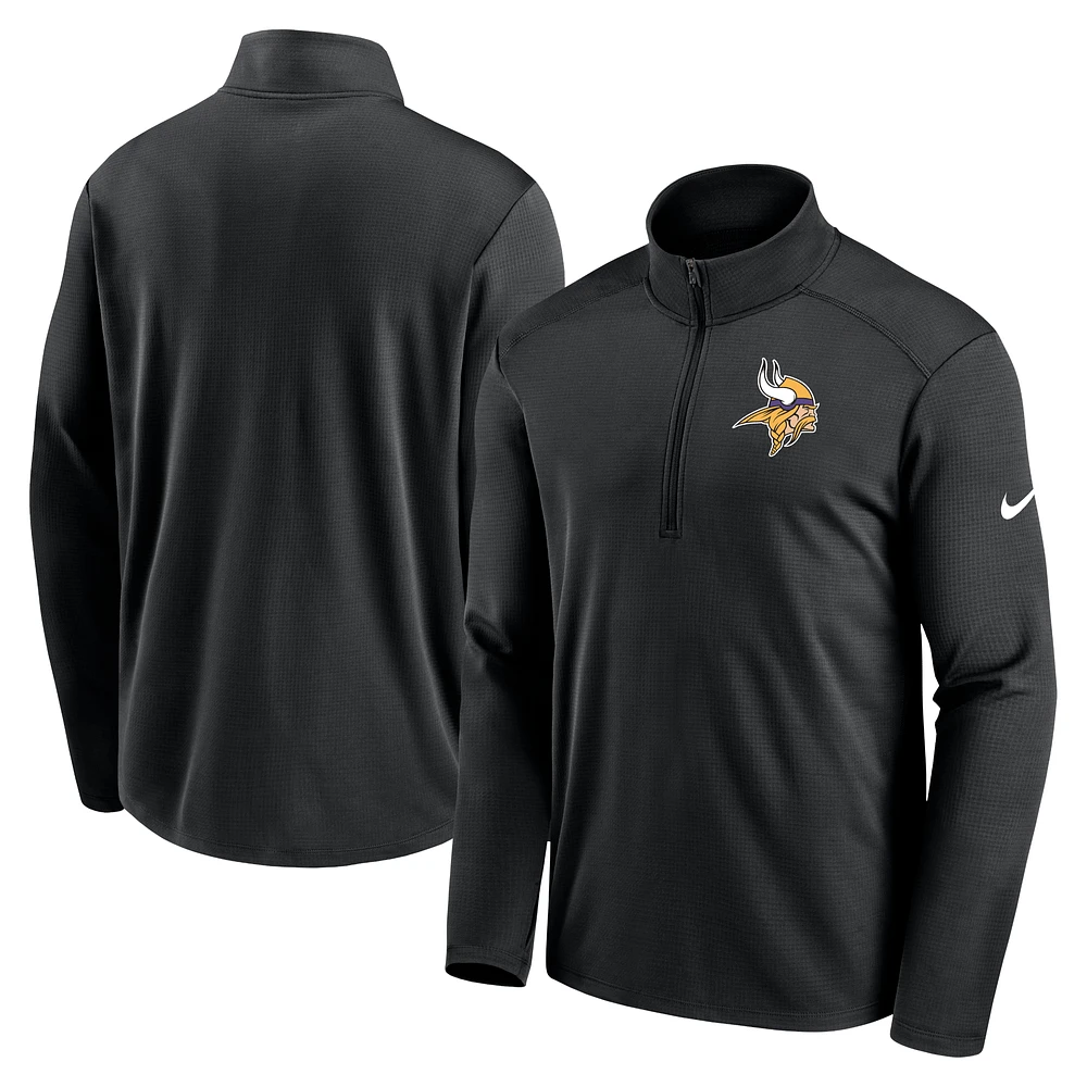 Men's Nike Black Minnesota Vikings Logo Pacer Performance Half-Zip Jacket