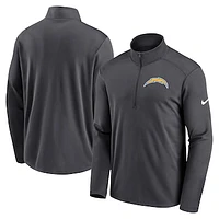 Men's Nike Anthracite Los Angeles Chargers Logo Pacer Performance Half-Zip Jacket