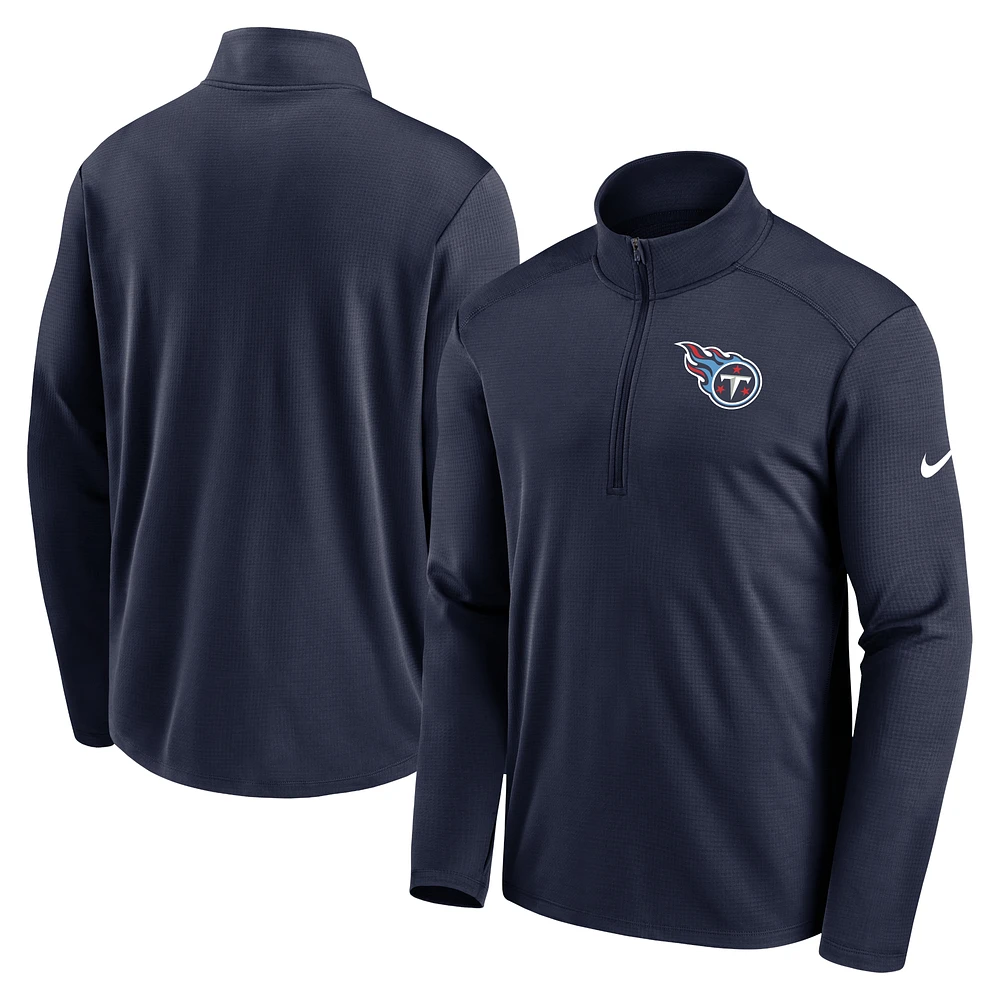 Men's Nike Navy Tennessee Titans Logo Pacer Performance Half-Zip Jacket