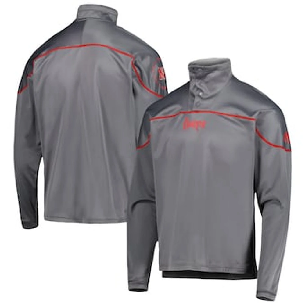 Men's adidas Gray Nebraska Huskers AEROREADY Knit Quarter-Snap Jacket