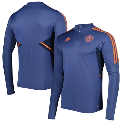 Men's adidas Navy Manchester United Team Training AEROREADY Quarter-Zip Top