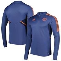 Men's adidas Navy Manchester United Team Training AEROREADY Quarter-Zip Top