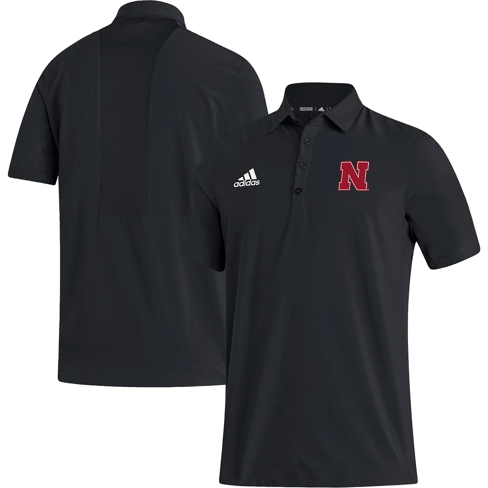 Men's adidas Black Nebraska Huskers Coaches Polo