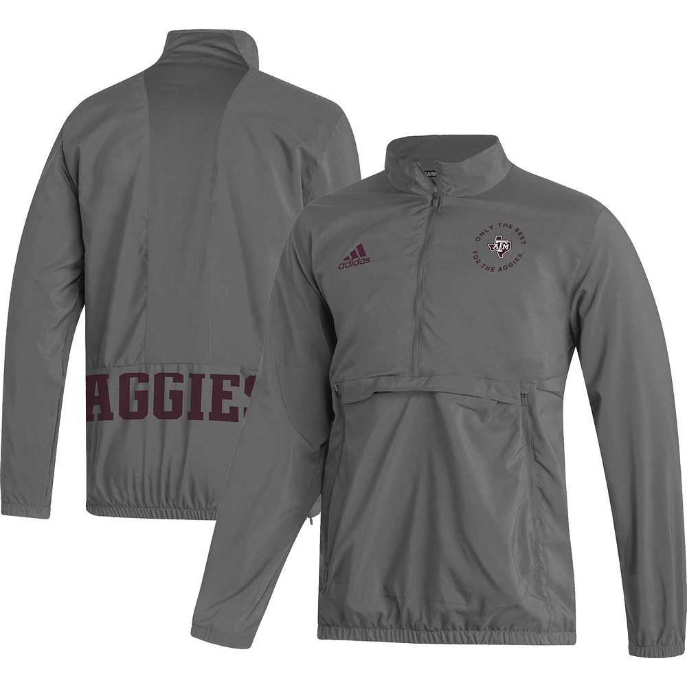 Men's adidas Gray Texas A&M Aggies AEROREADY Half-Zip Jacket