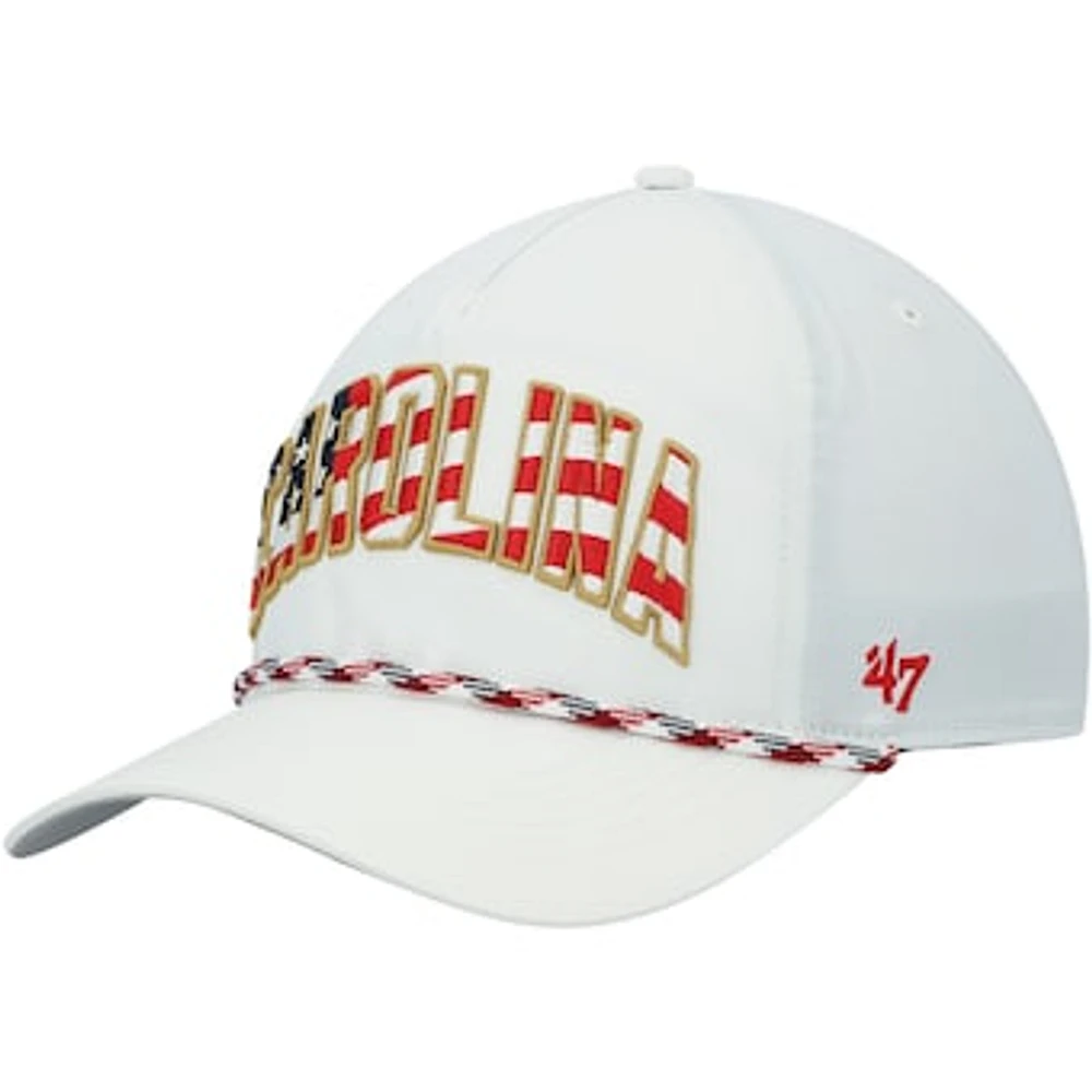 Men's '47 White Carolina Panthers Hitch Stars and Stripes Trucker Adjustable Hat