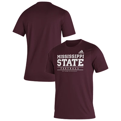 Men's adidas Maroon Mississippi State Bulldogs Sideline Football Locker Practice Creator AEROREADY T-Shirt