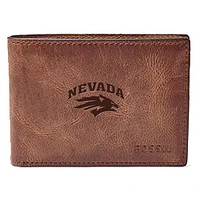 Men's Fossil Brown Nevada Wolf Pack Leather Derrick Front Pocket Bi-Fold Wallet