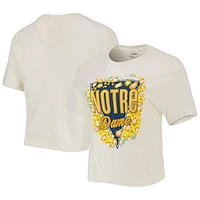 Women's Pressbox Cream Notre Dame Fighting Irish Taylor Animal Print Cropped T-Shirt