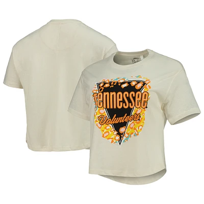 Women's Pressbox Cream Tennessee Volunteers Taylor Animal Print Cropped T-Shirt