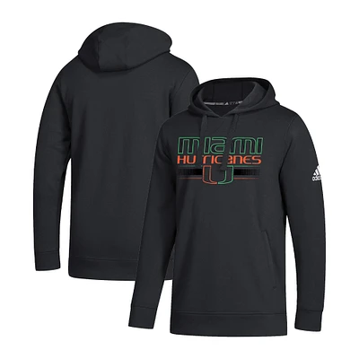 Men's adidas Black Miami Hurricanes Miami Night Strategy Game Pullover Hoodie