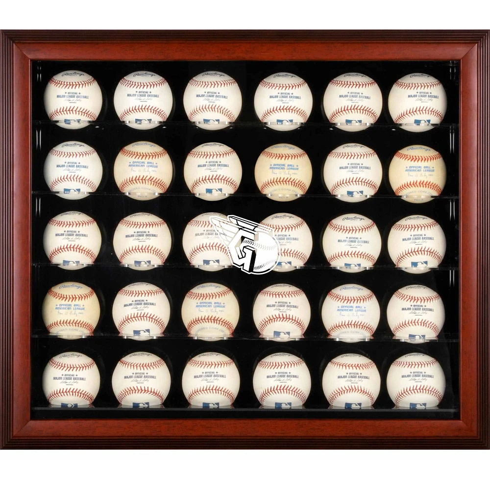 Cleveland Guardians Mahogany Framed Logo 30-Ball Display Case