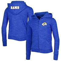 Girls Youth New Era Royal Los Angeles Rams Reverse Space Dye French Terry Full-Zip Hoodie