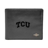 Men's Fossil Black TCU Horned Frogs Leather Ryan RFID Flip ID Bifold Wallet