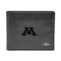 Men's Fossil Black Minnesota Golden Gophers Leather Ryan RFID Flip ID Bifold Wallet