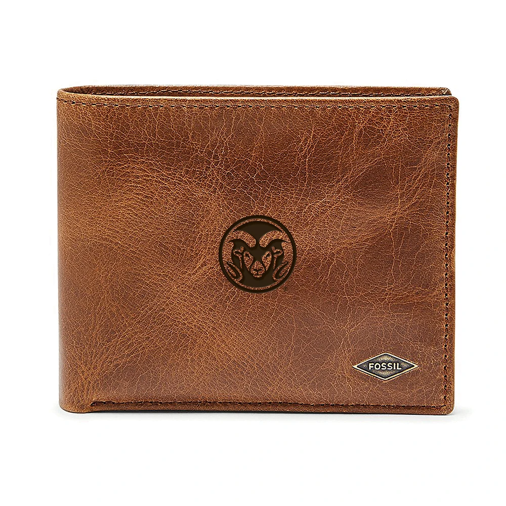Men's Fossil Brown Colorado State Rams Leather Ryan RFID Passcase Wallet