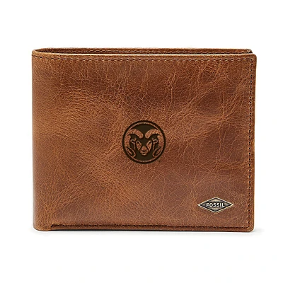 Men's Fossil Brown Colorado State Rams Leather Ryan RFID Passcase Wallet
