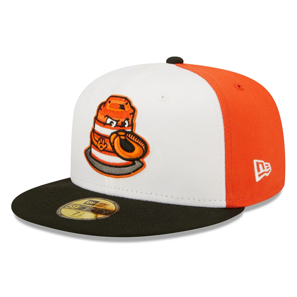 Men's New Era White/Black Peoria Chiefs Orange Barrels Theme Night 59FIFTY Fitted Hat