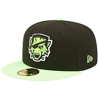 Men's New Era Black/Neon Green Erie SeaWolves Theme Night 59FIFTY Fitted Hat