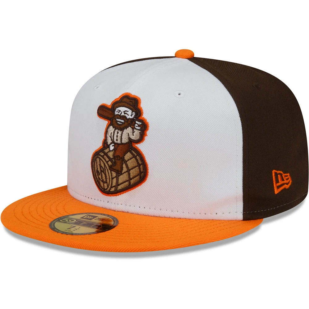 Men's New Era White/Orange Bowling Green Hot Rods Theme Night 59FIFTY Fitted Hat