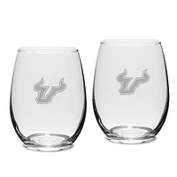 South Florida Bulls 2-Piece 15oz. Stemless Wine Glass Set