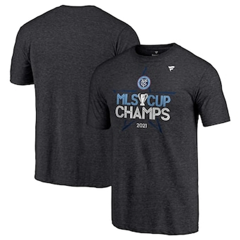 Men's Fanatics Heathered Charcoal New York City FC 2021 MLS Cup Champions Locker Room T-Shirt