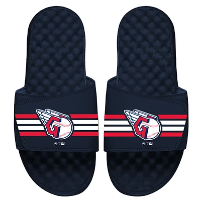 Youth ISlide Navy Cleveland Guardians Stripe Slide Sandals