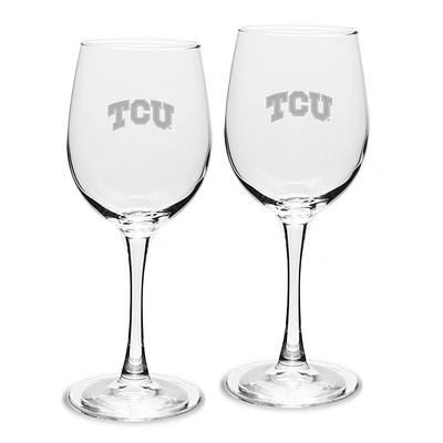 TCU Horned Frogs 2-Piece 12oz. Traditional White Wine Glass Set