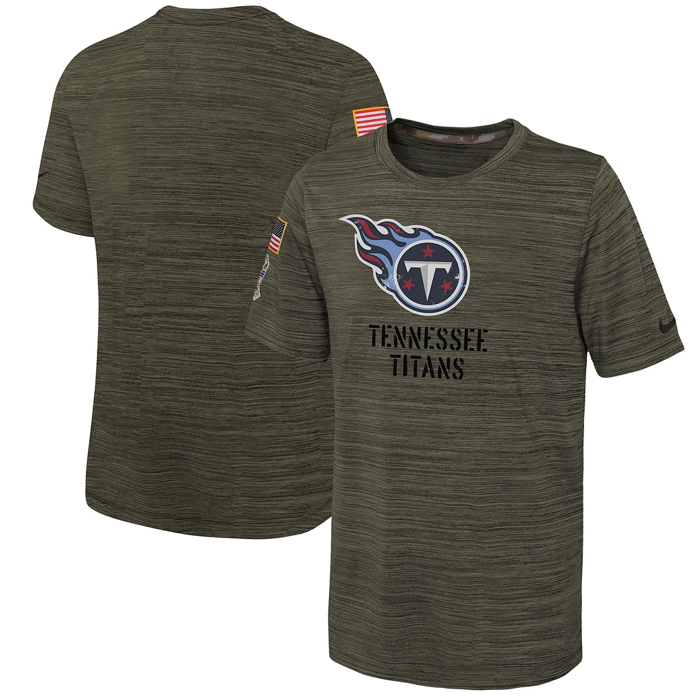 Youth Nike Olive Tennessee Titans Salute To Service Velocity T-Shirt