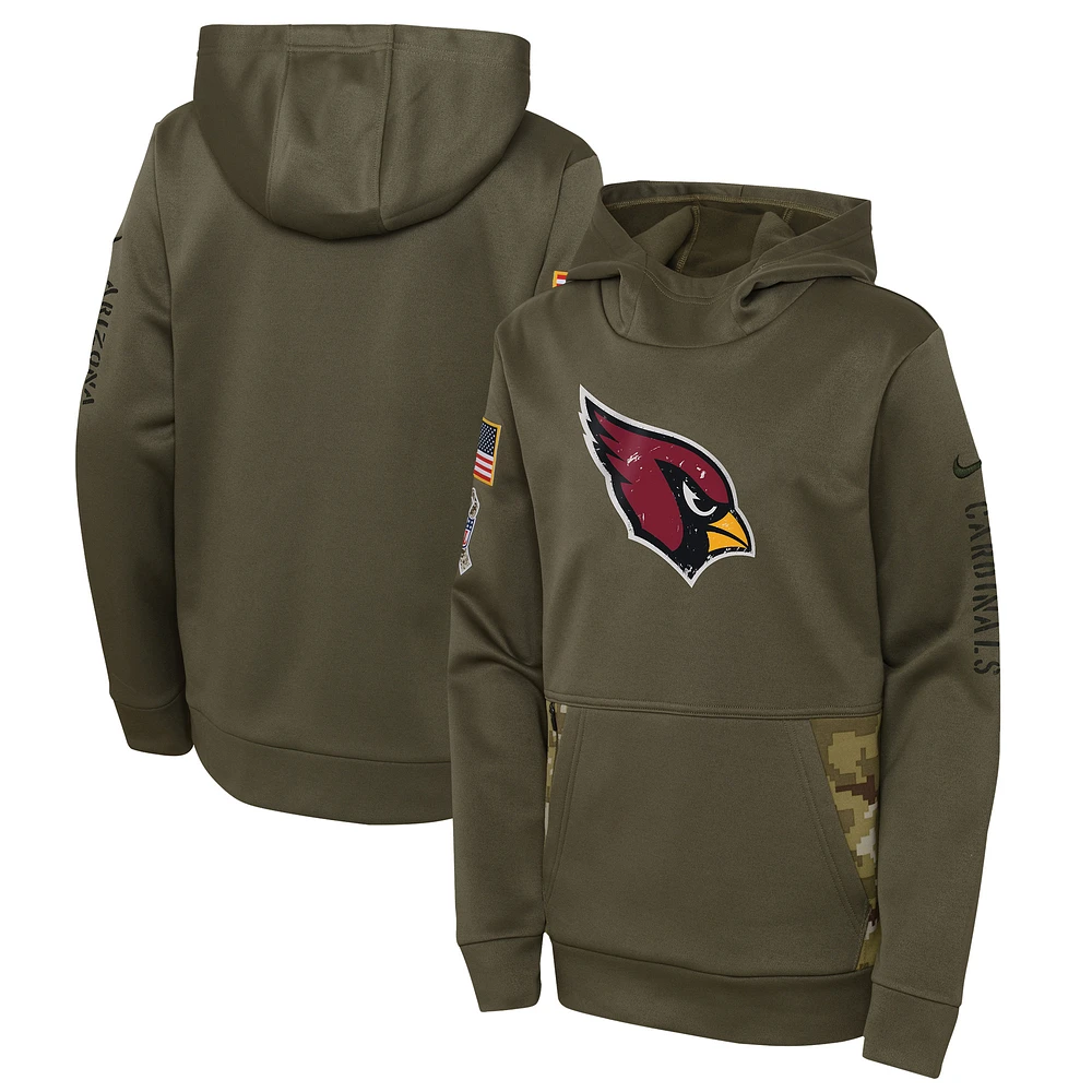 Youth Nike Olive Arizona Cardinals 2022 Salute To Service Performance Pullover Hoodie