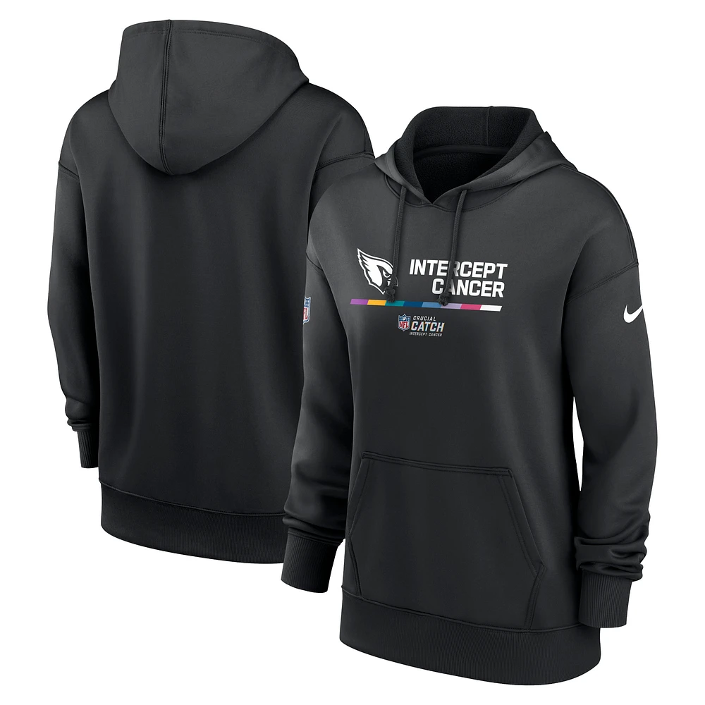 Women's Nike Black Arizona Cardinals NFL Crucial Catch Therma Performance Pullover Hoodie