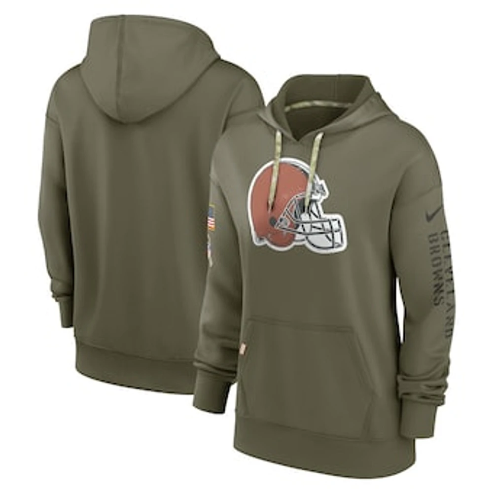 Women's Nike Olive Cleveland Browns Salute To Service Performance Pullover Hoodie