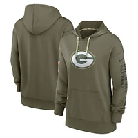 Women's Nike Olive Green Bay Packers Salute To Service Performance Pullover Hoodie