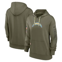 Women's Nike Olive Los Angeles Chargers Salute To Service Performance Pullover Hoodie