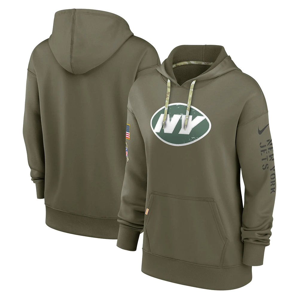 Women's Nike Olive New York Jets Salute To Service Performance Pullover Hoodie