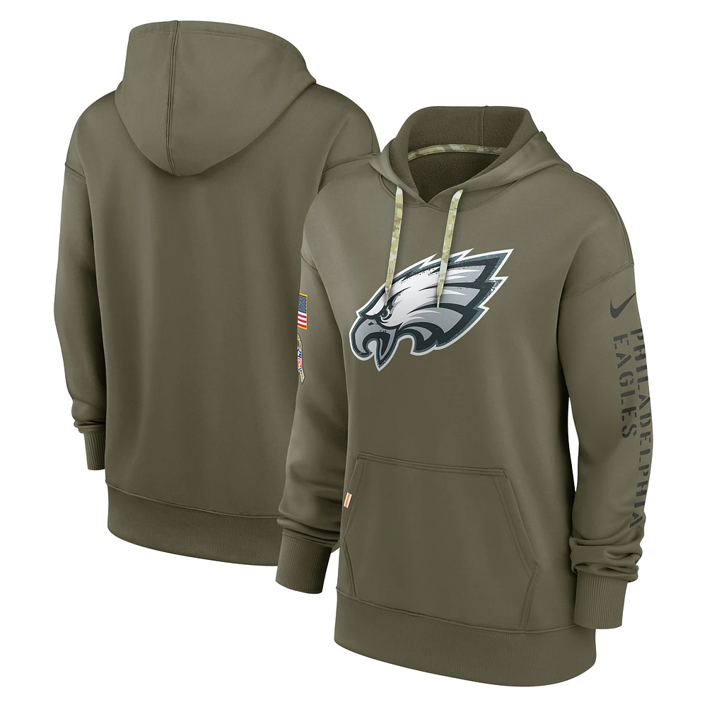 Women's Nike Olive Philadelphia Eagles Salute To Service Performance Pullover Hoodie