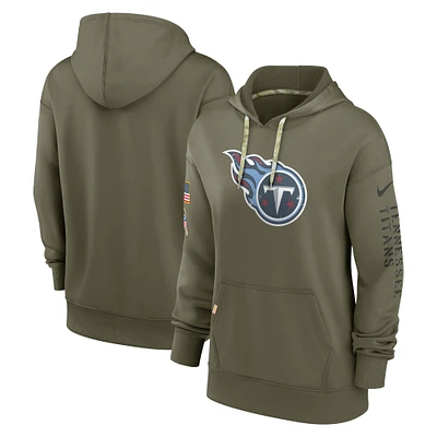 Women's Nike Olive Tennessee Titans Salute To Service Performance Pullover Hoodie