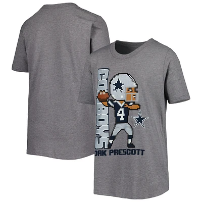 Youth Dak Prescott Gray Dallas Cowboys Pixel Player 2.0 T-Shirt