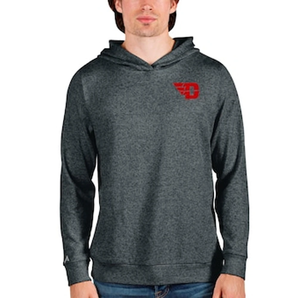 Men's Antigua Heathered Charcoal Dayton Flyers Absolute Pullover Hoodie