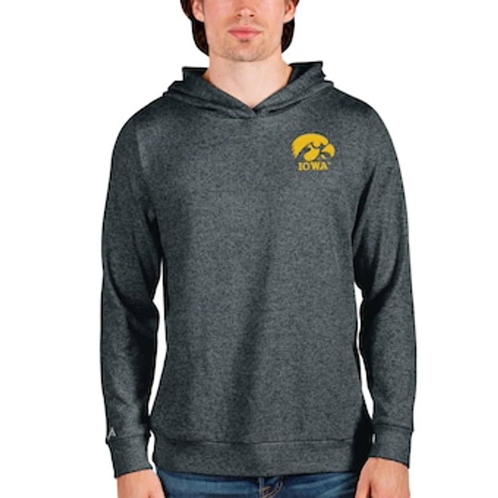 Men's Antigua Heathered Charcoal Iowa Hawkeyes Absolute Pullover Hoodie