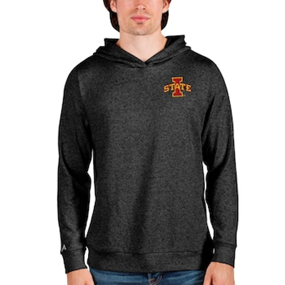 Men's Antigua Heathered Black Iowa State Cyclones Absolute Pullover Hoodie