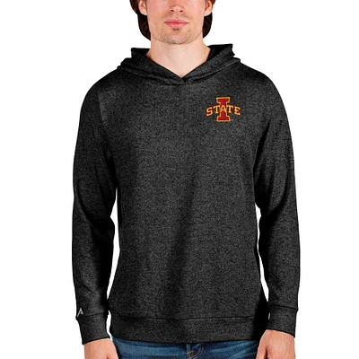 Men's Antigua Heathered Black Iowa State Cyclones Absolute Pullover Hoodie