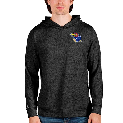 Men's Antigua Heathered Black Kansas Jayhawks Absolute Pullover Hoodie