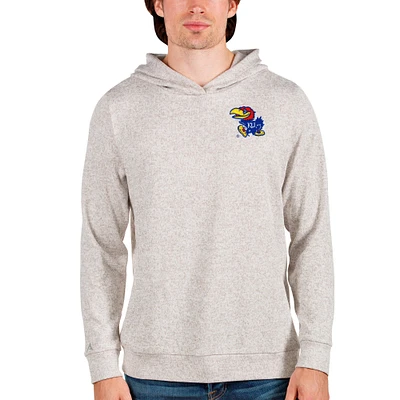 Men's Antigua Oatmeal Kansas Jayhawks Absolute Pullover Hoodie