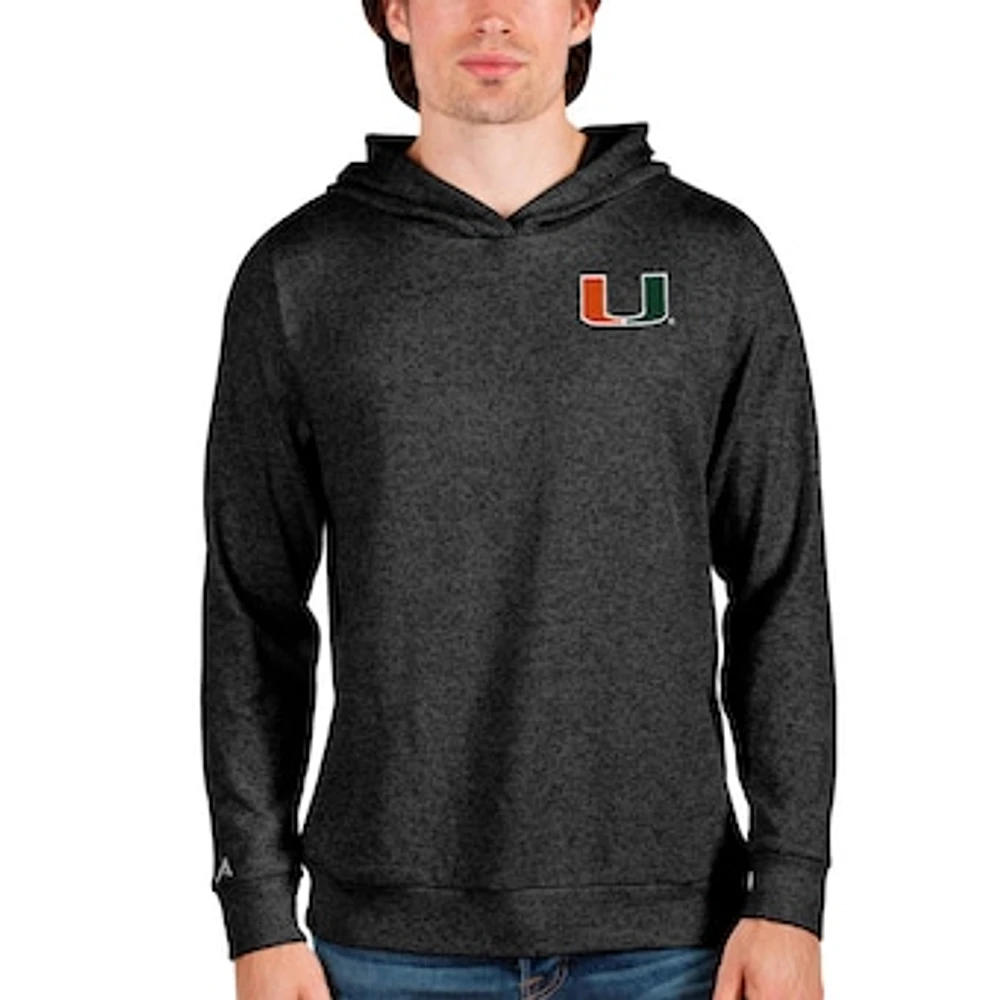 Men's Antigua Heathered Black Miami Hurricanes Absolute Pullover Hoodie