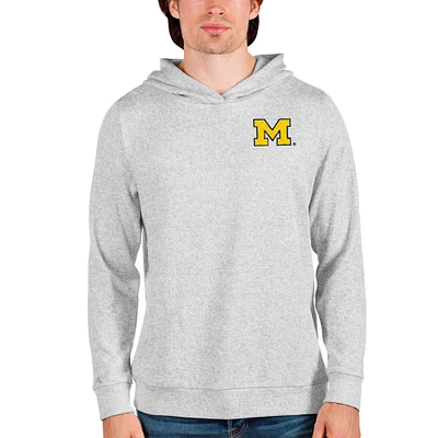 Men's Antigua Heathered Gray Michigan Wolverines Absolute Pullover Hoodie