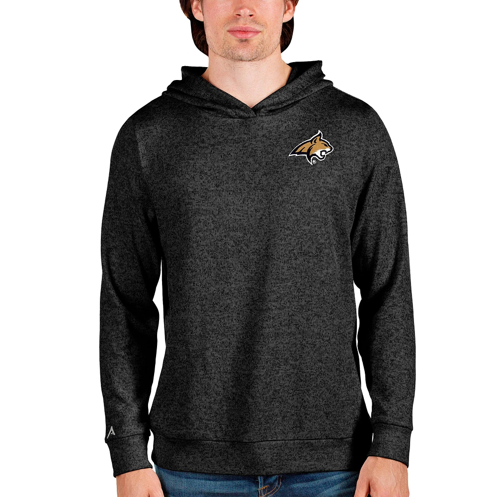 Men's Antigua Heathered Black Montana State Bobcats Absolute Pullover Hoodie