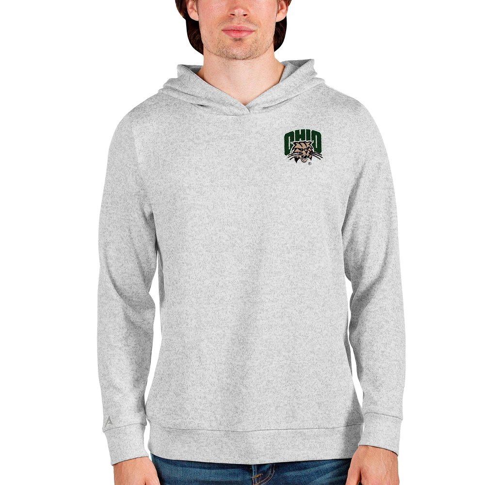 Men's Antigua Heathered Gray Ohio Bobcats Absolute Pullover Hoodie